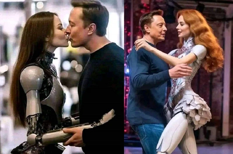 Elon Musk's Controversial Kiss with a Humanoid Female Robot